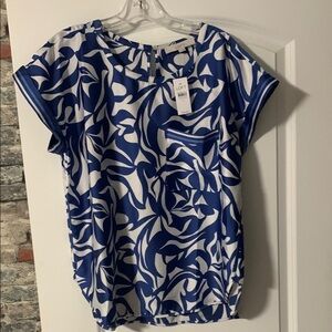 LOFT Blue Boxy Short Sleeve Blouse
